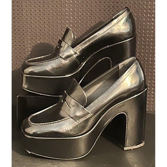 Reformation Lolita Platform Loafer Shoes - Black - Women\'s Size 8 main image 4